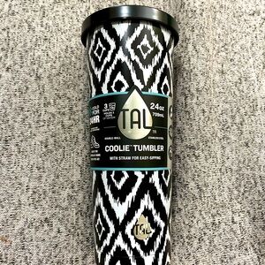 TAL Stainless Steel Coolie Tumbler 24 fl oz, Black & White Aztec Design